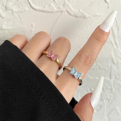 Dainty Cute Butterfly Open Adjustable Rings (2 pc)